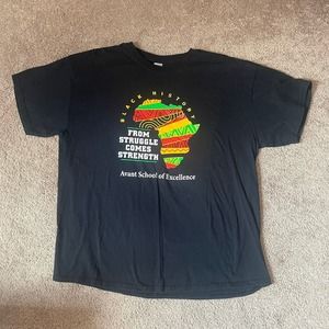 Black History "From Struggle Comes‎ Strength" Avant School Excellence T Shirt XL
